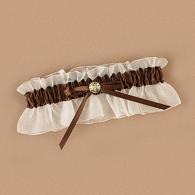 Chocolate Satin Wedding Garter