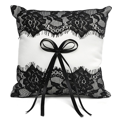 Vintage Black Lace Ring Pillow