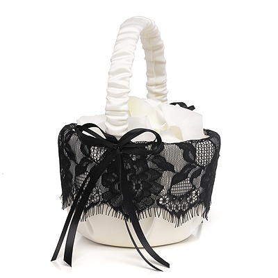 Vintage Black Lace Flower Basket