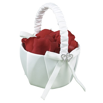 Wedding Card Basket on Wedding Flower Girl Baskets    With All My Heart   White Satin Wedding