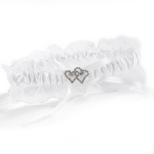 With All My Heart - White Satin Wedding Garter