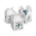 White Lacy Heart Favor Boxes