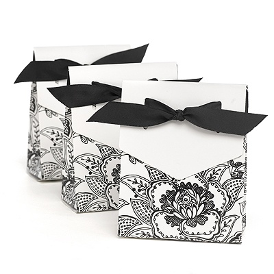 White Dramatic Floral Favor Boxes