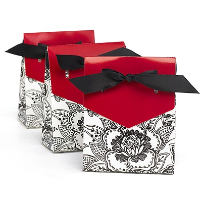 Red Dramatic Floral Favor Boxes