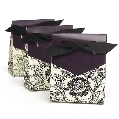 Purple Dramatic Floral Favor Boxes