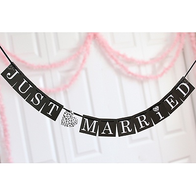 Black Just Married Banner