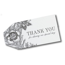 White Dramatic Floral Favor Cards