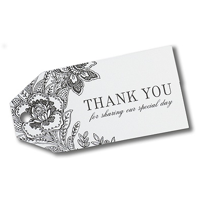 White Dramatic Floral Favor Cards