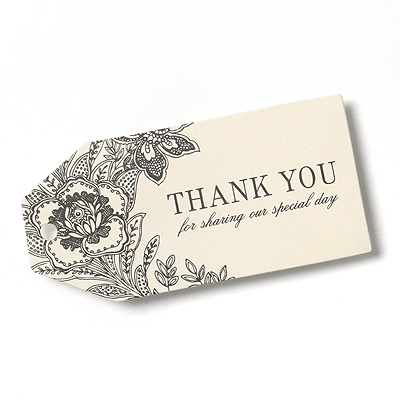 Ecru Dramatic Floral Favor Cards