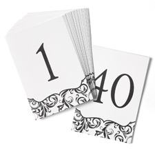 Black Damask Table Number Cards