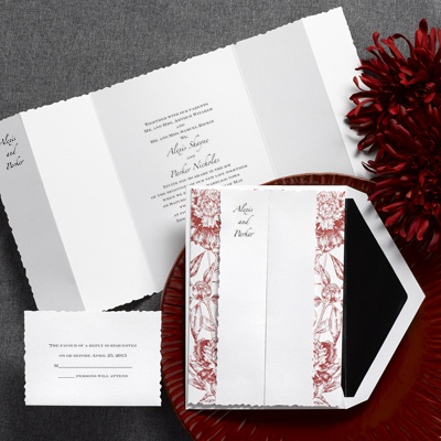 Botanical Beauty - Crimson Red - Invitation