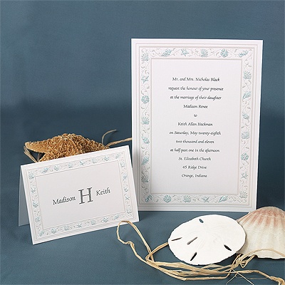 Gathering Seashells - Turquoise - Invitation