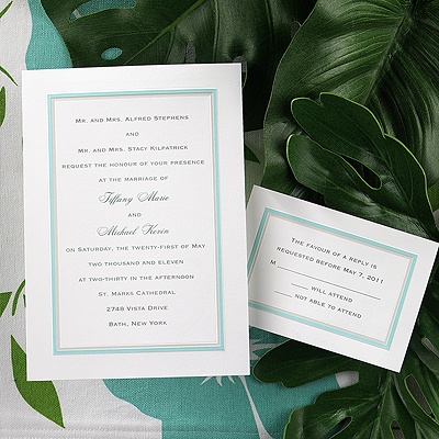 Bright Border - Aqua - Invitation