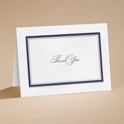 Bright Border - Navy - Thank You Card and Envelope