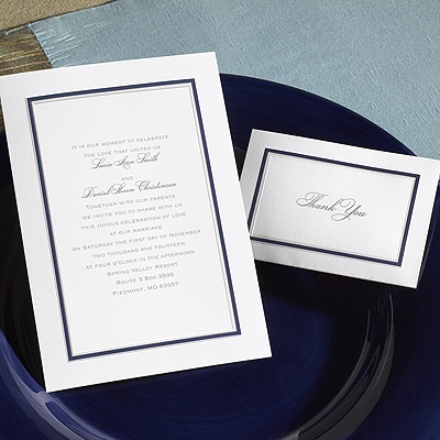 Bright Border - Navy - Invitation