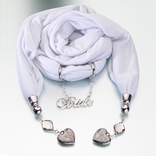 White Bridal Scarf with Charms