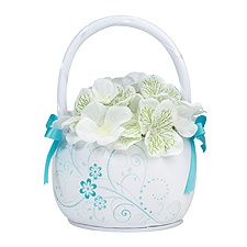 Aqua Floral Flower Basket