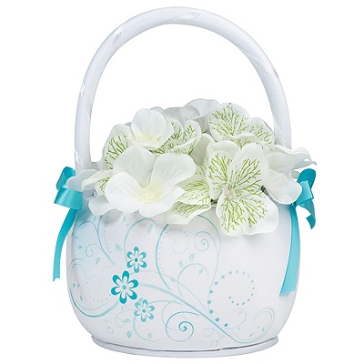 Aqua Floral Flower Basket