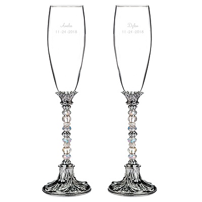Sparkling Beads Toasting Flutes