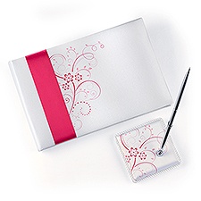 Pink Floral Guest Book and Pen