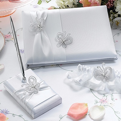 Romantic Butterflies Guest Book and Pen