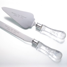 Elegant Glass Handled Knife and Server Set
