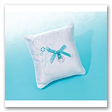 Aqua Floral Ring Pillow