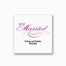 Just Married - White Cocktail Napkin
