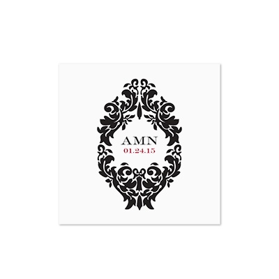 Damask Medallion - White Cocktail Napkin