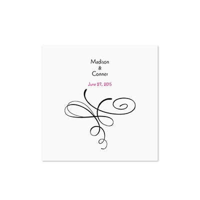 Calligraphy Swirls - White Cocktail Napkin