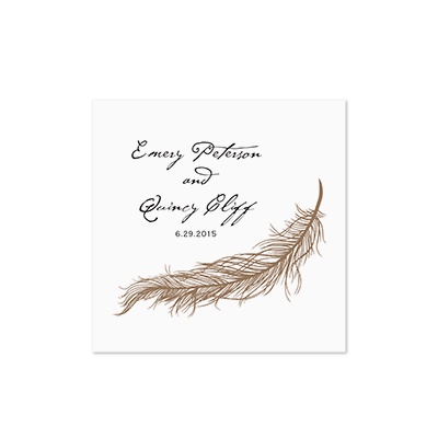 Fanciful Feather - White Cocktail Napkin