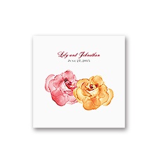 Watercolor Roses - Yellow - White Cocktail Napkin