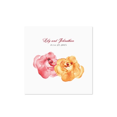Watercolor Roses - Yellow - White Cocktail Napkin