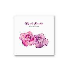 Watercolor Roses - Purple - White Cocktail Napkin