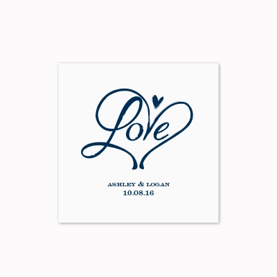 Loving Hearts - White Cocktail Napkin