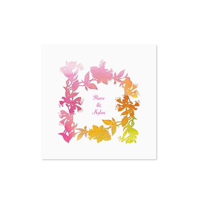 Watercolor Shades - Fuchsia - White Cocktail Napkin