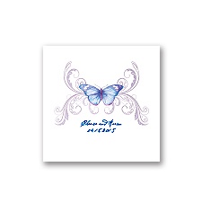 Delicate Butterfly - Blue - White Cocktail Napkin