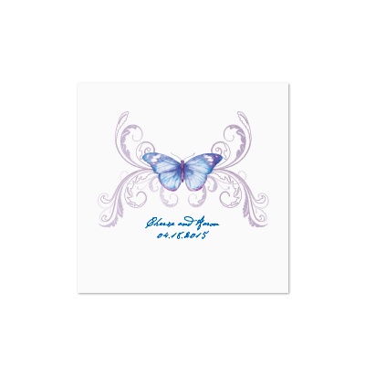 Delicate Butterfly - Blue - White Cocktail Napkin