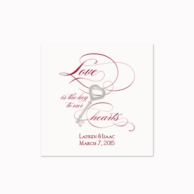 Key to Love - White Cocktail Napkin
