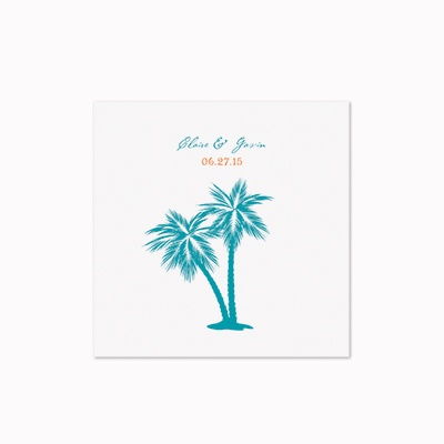Tropical Palms - White Cocktail Napkin
