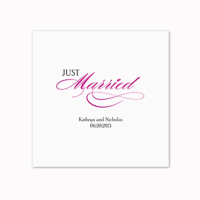Just Married - White Dinner Napkin