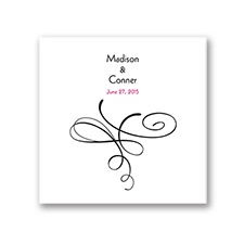 Calligraphy Swirls - White Dinner Napkin