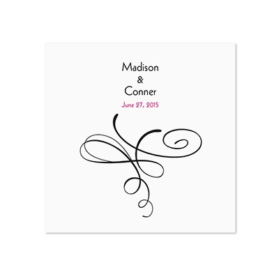 Calligraphy Swirls - White Dinner Napkin