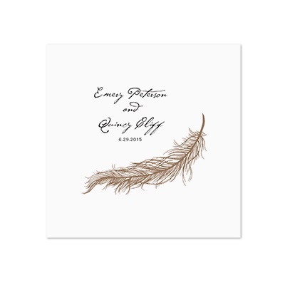Fanciful Feather - White Dinner Napkin