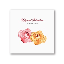 Watercolor Roses - Yellow - White Dinner Napkin