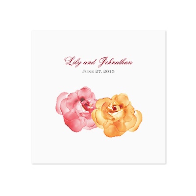 Watercolor Roses - Yellow - White Dinner Napkin
