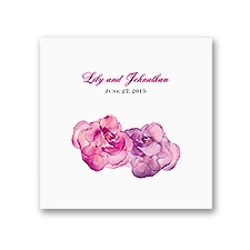 Watercolor Roses - Purple - White Dinner Napkin