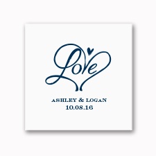 Loving Hearts - White Dinner Napkin