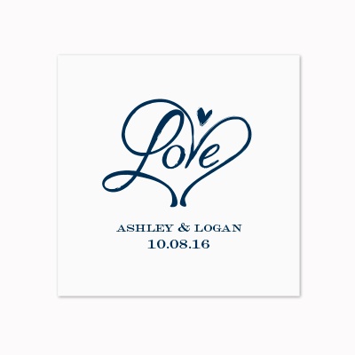 Loving Hearts - White Dinner Napkin