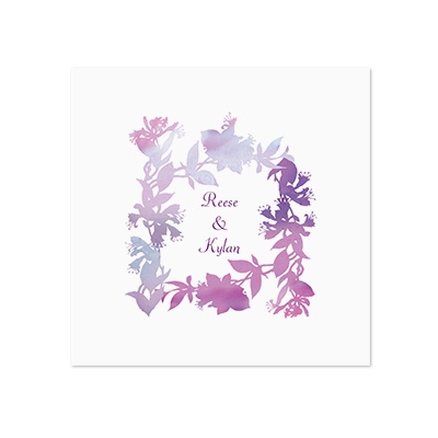 Watercolor Shades - Purple - White Dinner Napkin